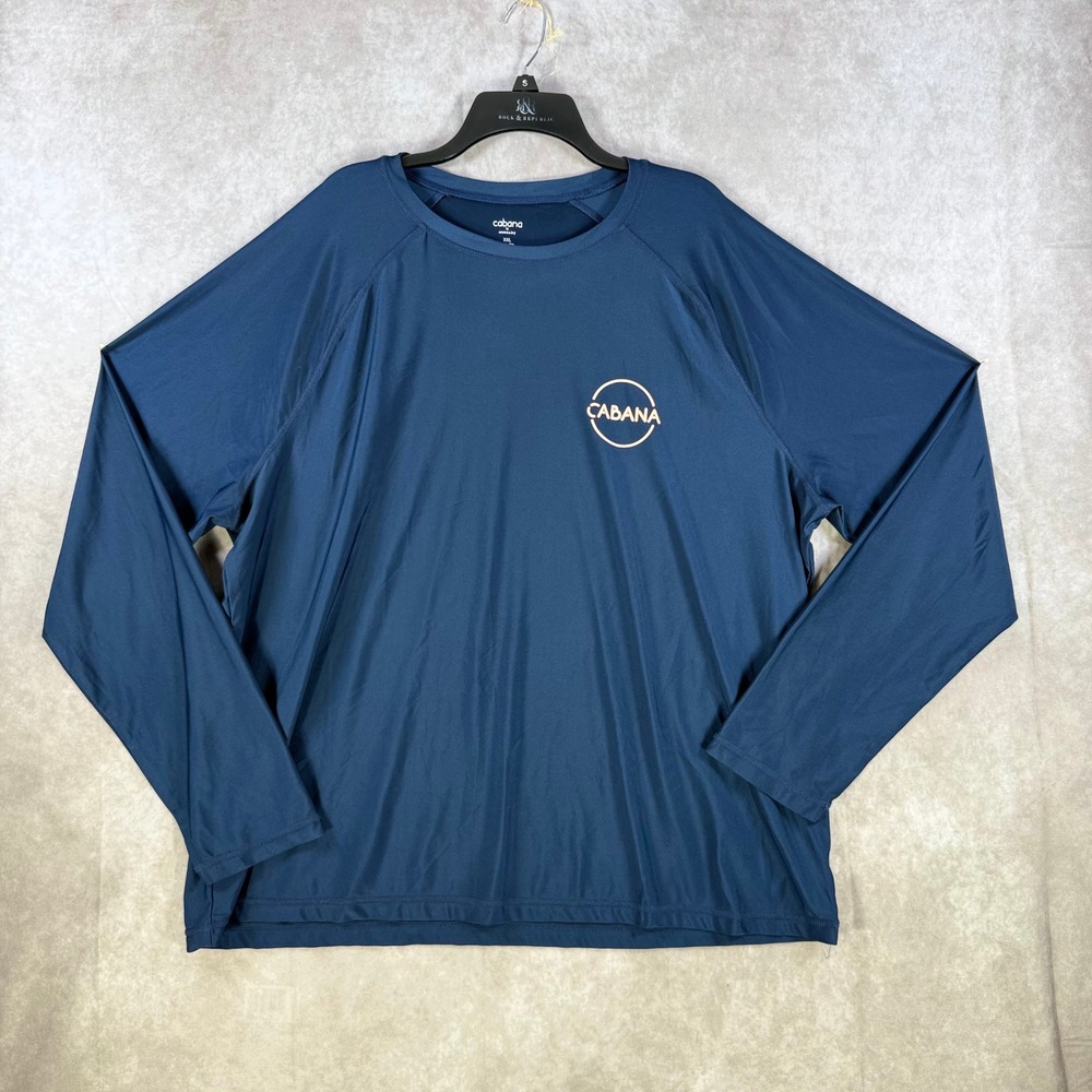 Cabana by Crown & Ivy Rash Guard Men XXL Blue Alcohol You Later Graphic LS Swim